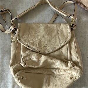 Aimee Kestenberg Cream Shoulder Bag with Textured Leather
